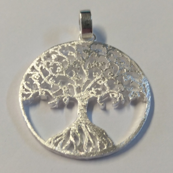 SIAH 0003 - Anhänger aus Sterlingsilber - Ovales Ornament "Lebensbaum" - groß